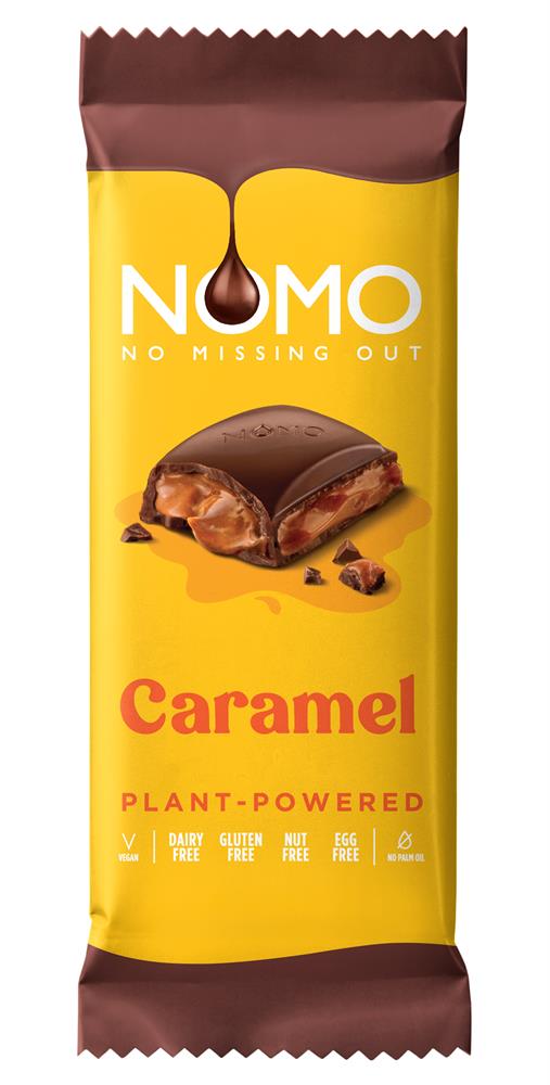 Nomo Free From Caramel Chocolate XL Block Bar 120g-pack of 12