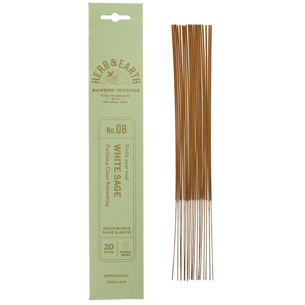 Nippon Kodo_Herb & Earth Incense -White Sage 20 sticks-Pack of 4