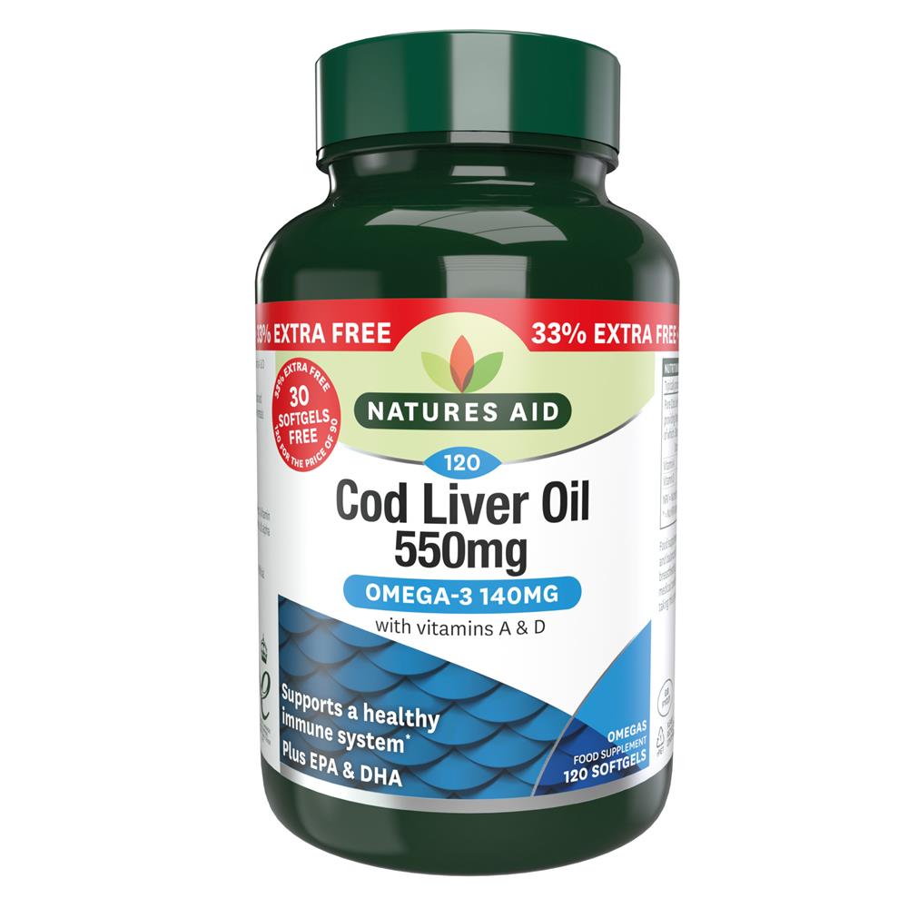 Natures Aid Promo Packs_Cod Liver Oil - One-a-day - 550mg - 33% EXTRA FILL