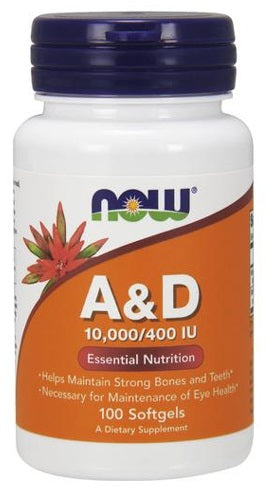 NOW Foods Vitamin A & D - 10000/400 IU - 100 softgels