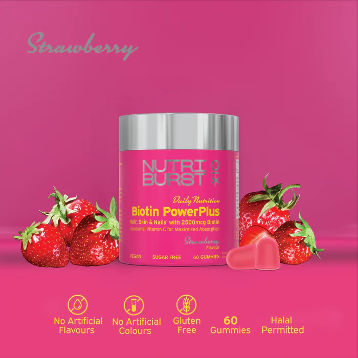 Nutriburst Biotin Powerplus 60 Gummies Strawberry