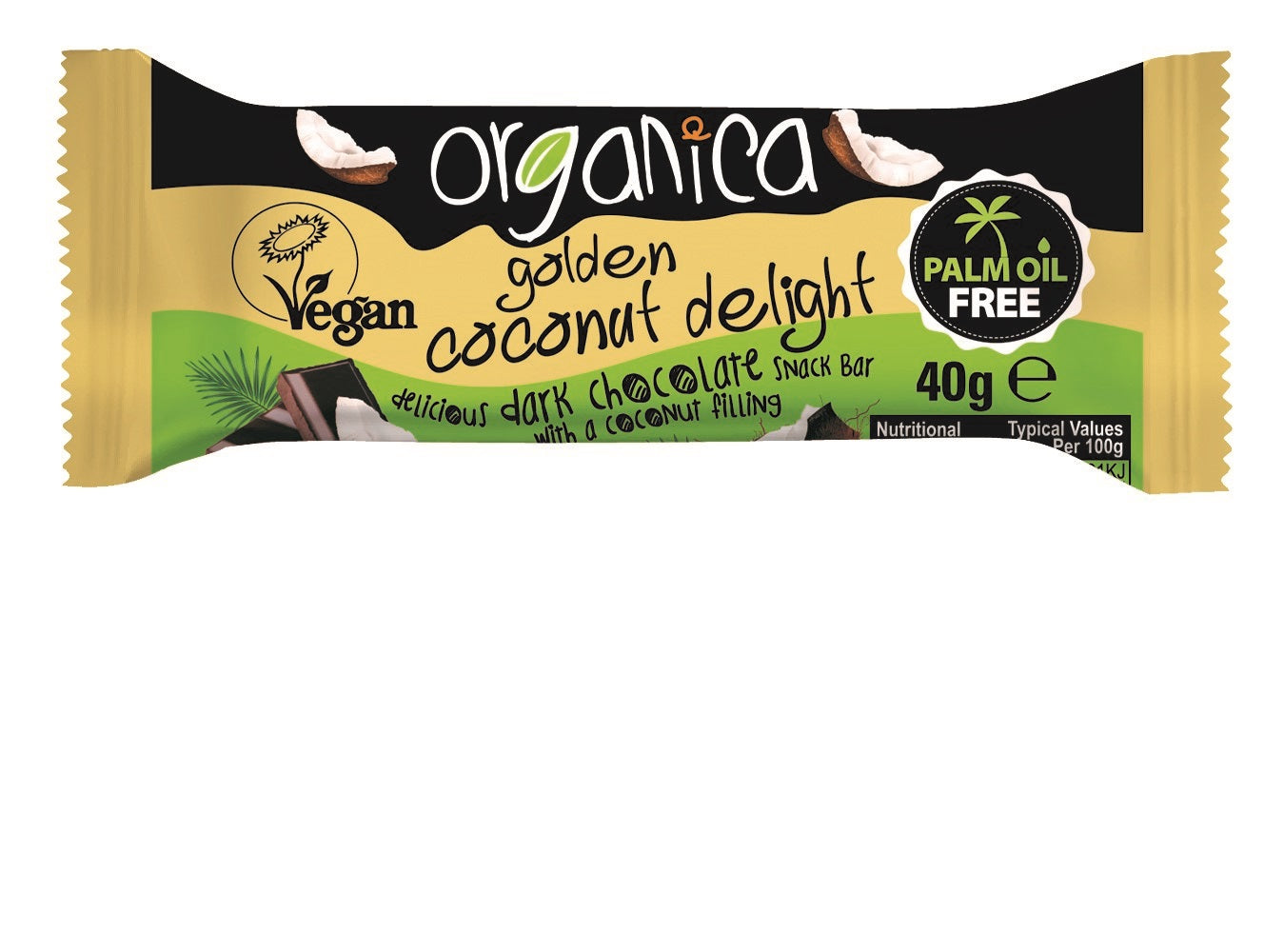 Organica_Snack Bars - Organic Golden Coconut Delight Vegan 40g-pack of 24