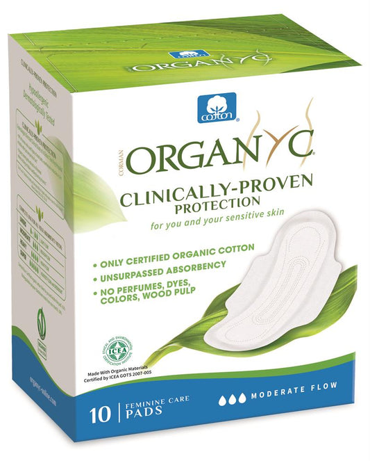 Organyc_Period Pads - Moderate Flow folded with wings - 10 pads