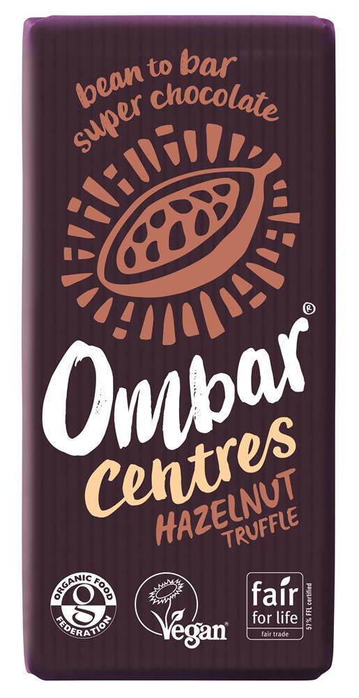 Ombar_Centres Hazelnut Truffle Dark Chocolate Bar 70g-Pack of 10