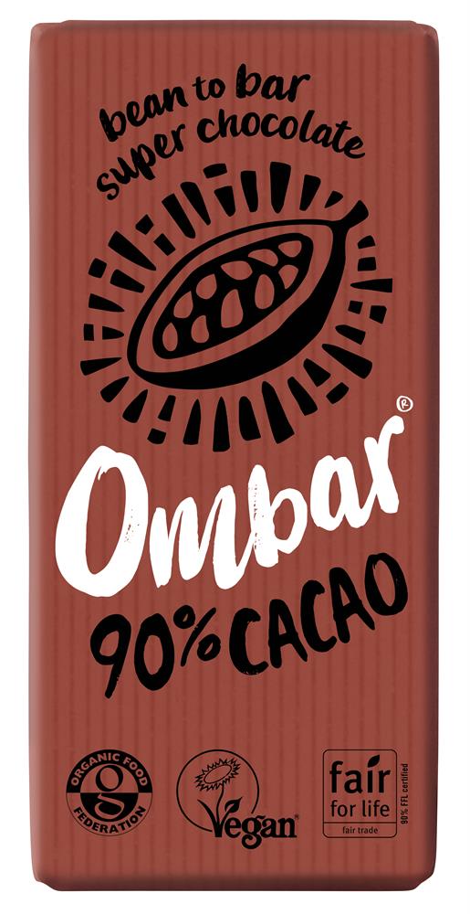 Ombar_90% Cacao Dark Chocolate Bar 70g-Pack of 10