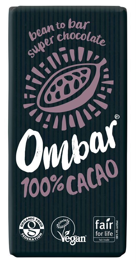Ombar_100% Cacao Organic Vegan Dark Chocolate 70g-Pack of 10