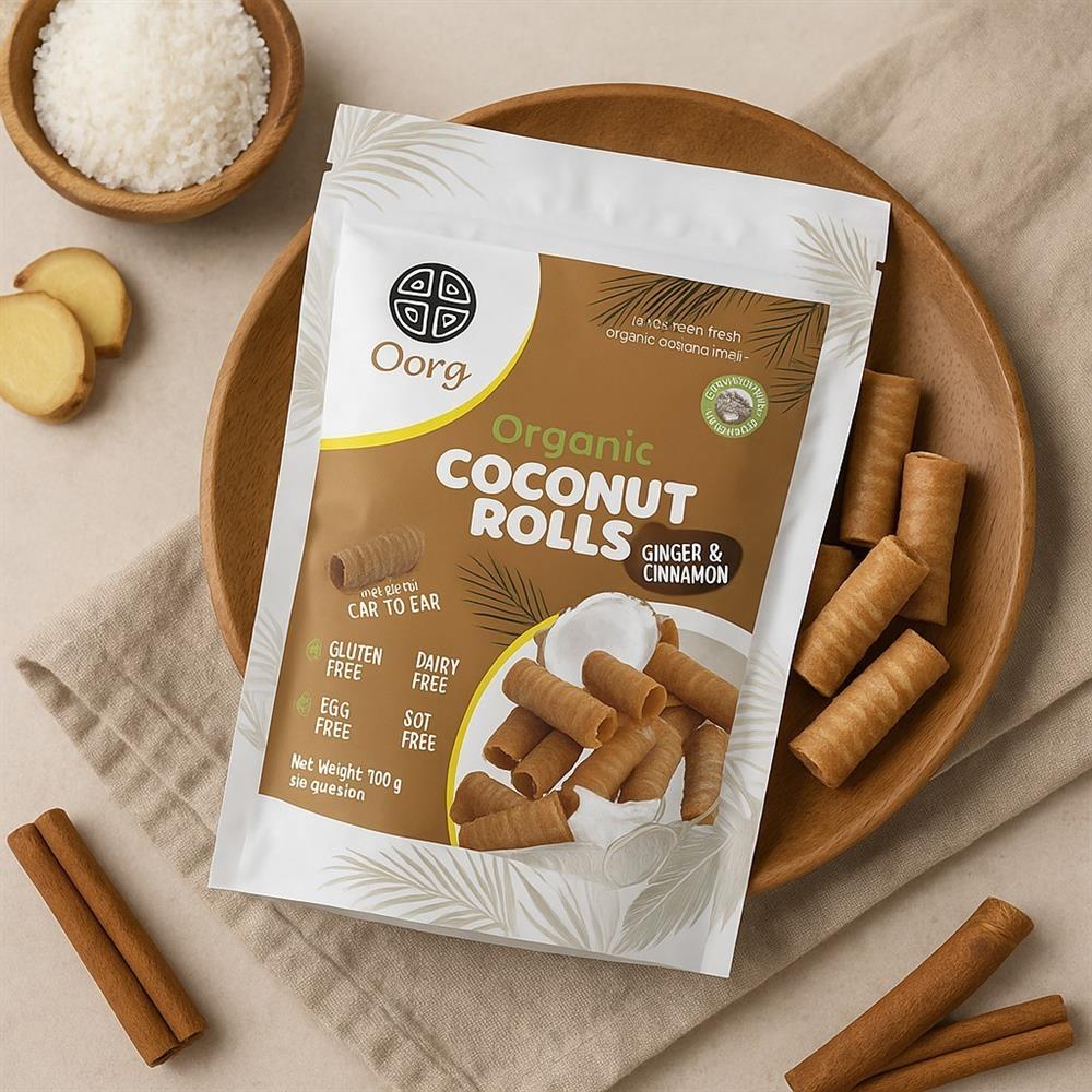 OORG_Organic Coconut Rolls Ginger & Cinnamon 100g-pack of 12
