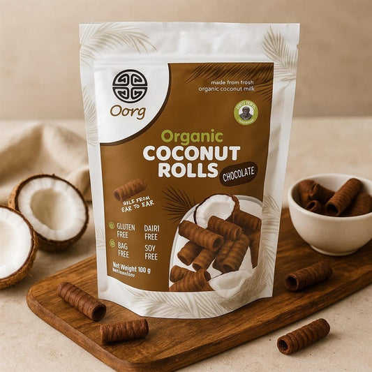 OORG_Organic Coconut Rolls Chocolate 100g-pack of 12