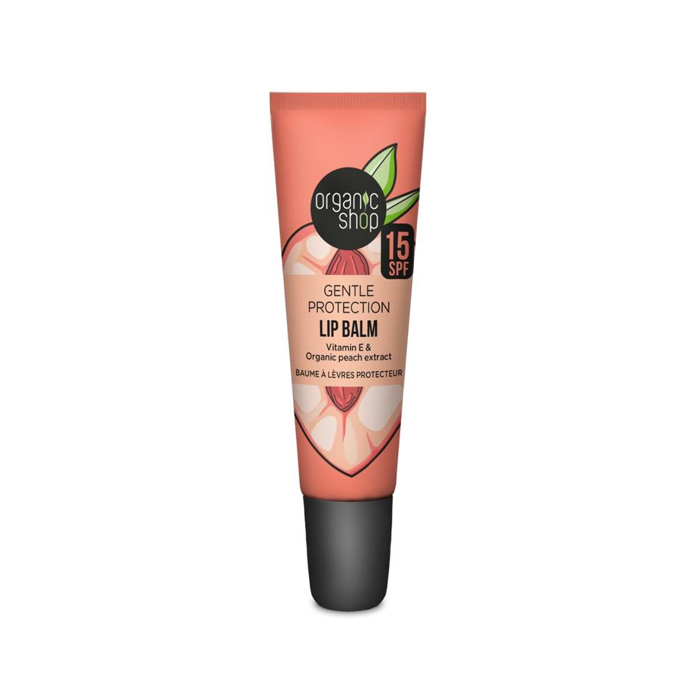 OrganicShop Gentle Protection Lip Balm SPF15 Vit E & Peach 10ml-Pack of 2