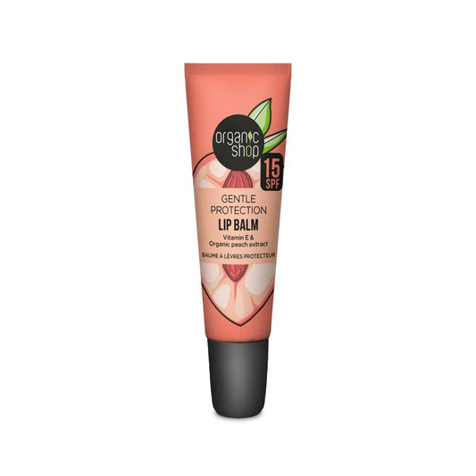 OrganicShop Gentle Protection Lip Balm SPF15 Vit E & Peach 10ml-Pack of 2