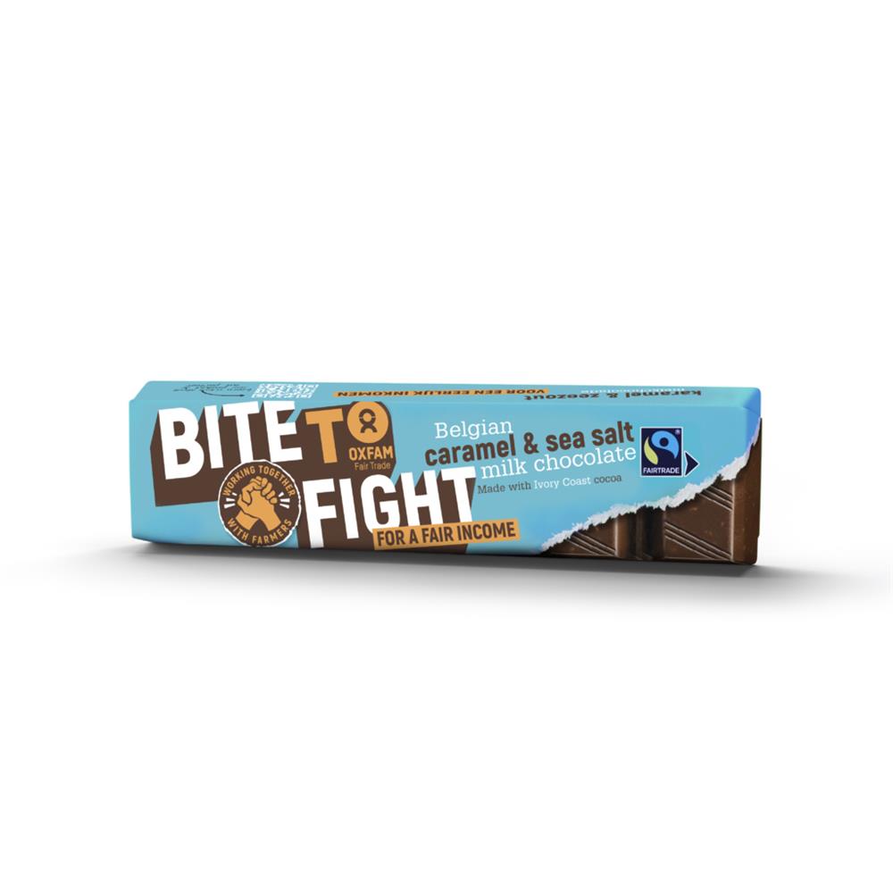 Oxfam Fair Trade_OXFAM - BITE TO FIGHT Milk Chocolate Caramel Sea Salt 47g-pack of 35