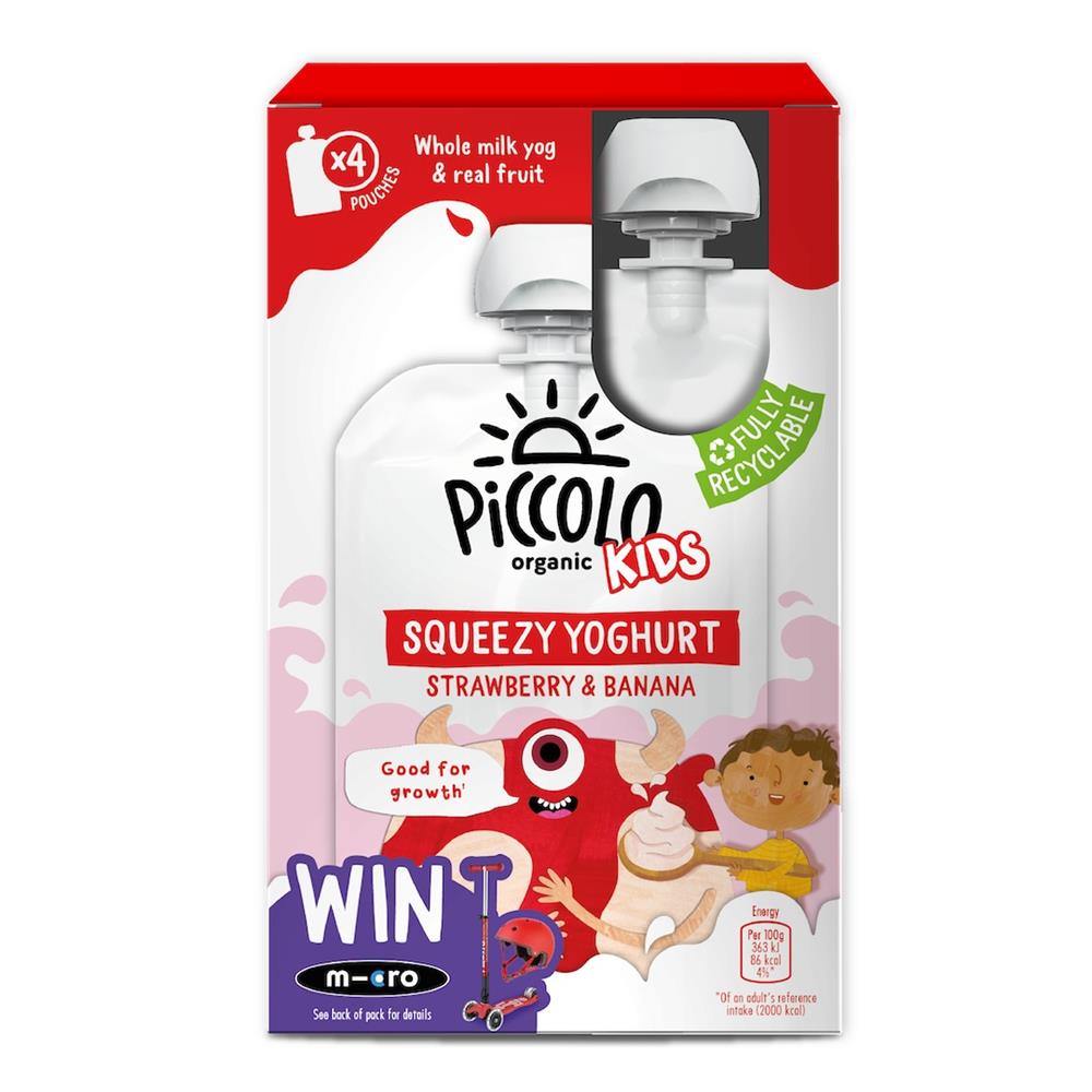 Piccolo_Piccolo Organic Kids Strawberry & Banana Squeezy Yoghurt 4x100g