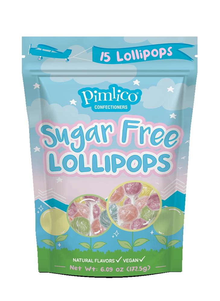 Pimlico Confectioners_Sugar Free Lollipops 15PCS Pouch Bag 172.5g