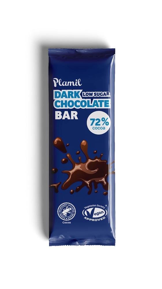Plamil_A low sugar rich dark intense 72% Cocoa Chocolate Bar 40g-Pack of 12