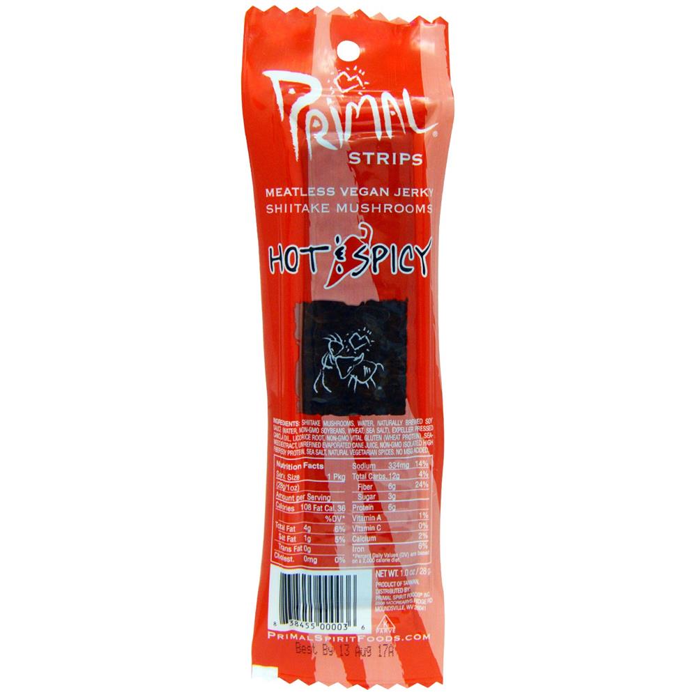 Primal Spirit_Vegan Jerky Strips Hot & Spicy 28g-pack of 4