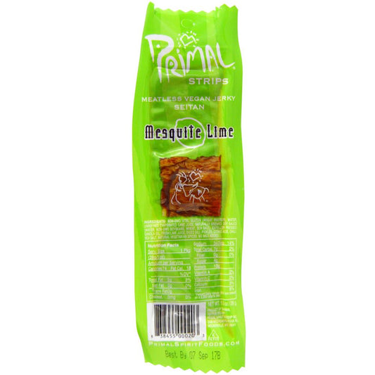Primal Spirit_Vegan Jerky Strips Mesquite Lime 28g-Pack of 4