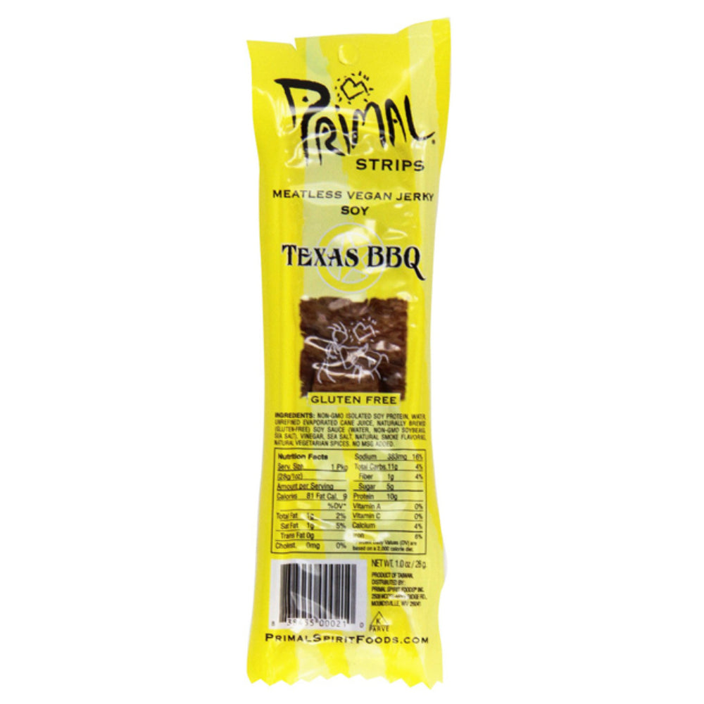Primal Spirit_Vegan Jerky Strips Texas BBQ 28g-pack of 4