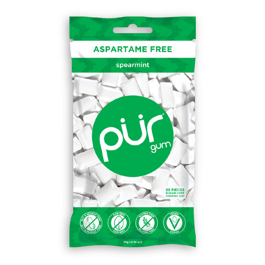 Pur Gum_ASPARTAME FREE - PUR Gum Spearmint Gum 77g Bag