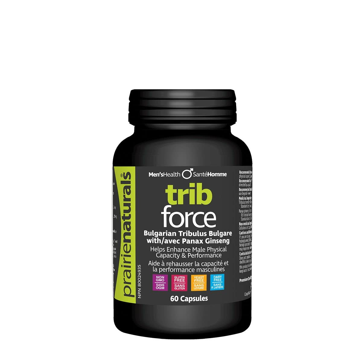 Prairie Naturals Trib-Force Bulgarian Tribulus Terrestris & Panax Ginseng Extracts 60 Caps