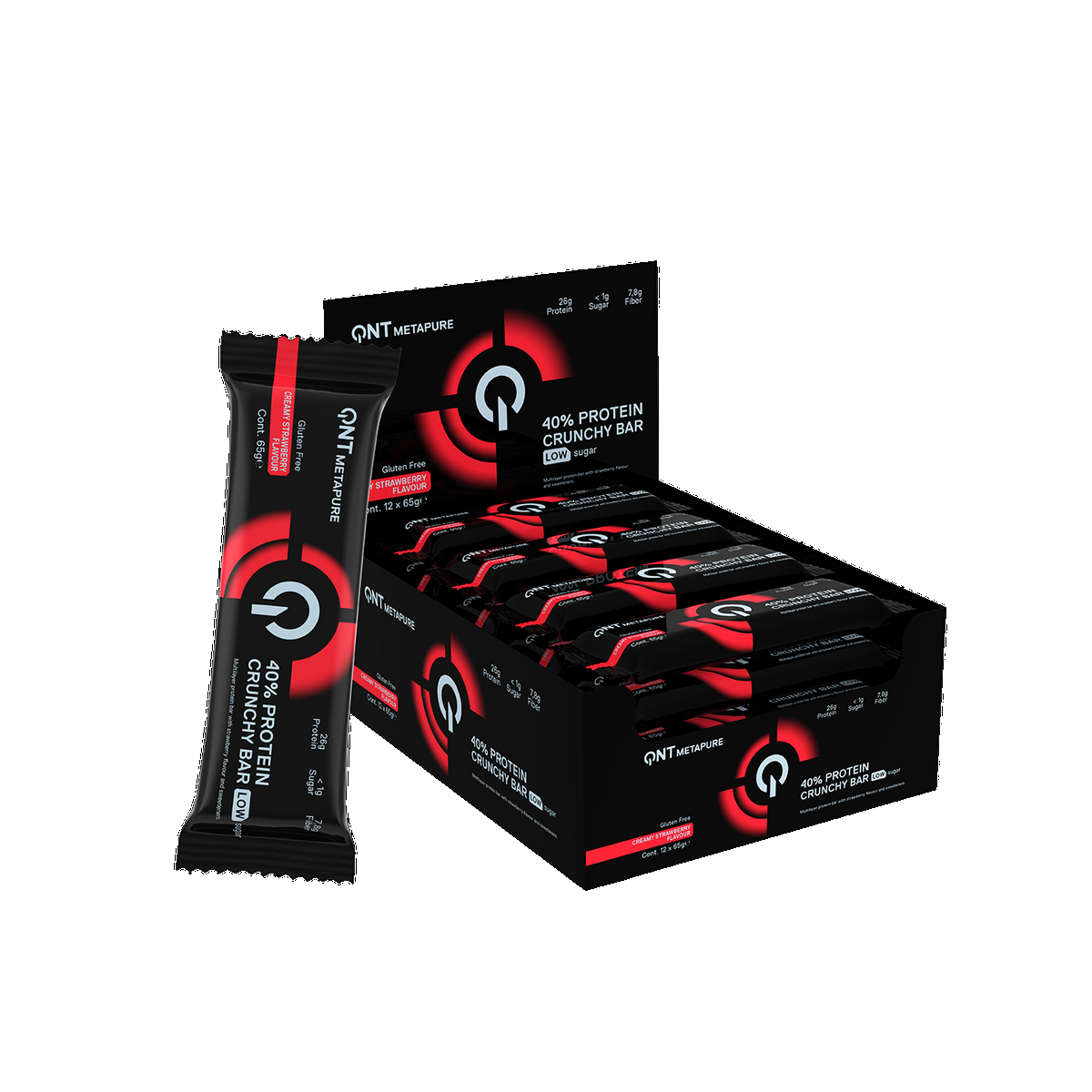 QNT 40% Protein Crunchy Bar 12x65g Chocolate Cookie