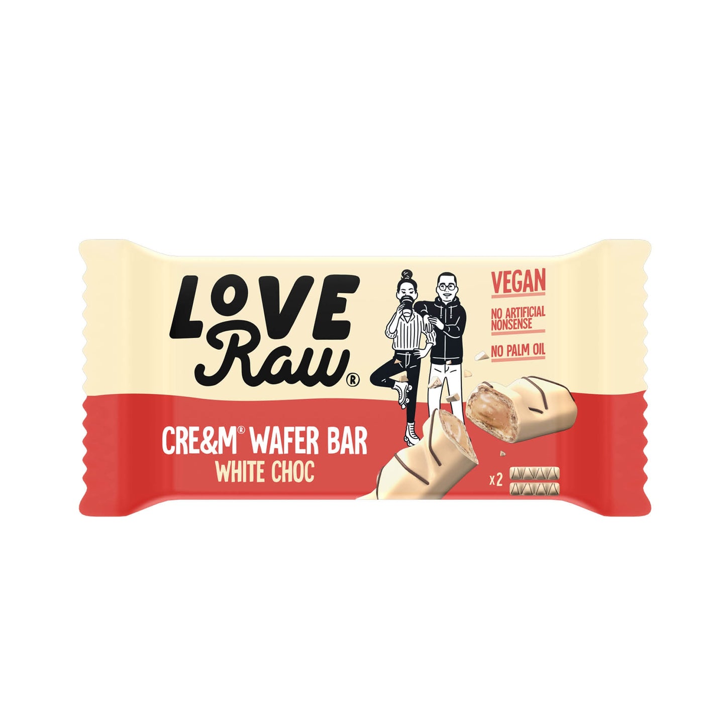 LoveRaw Vegan Cream Filled Wafer Bar 12x43g M:lk Choc