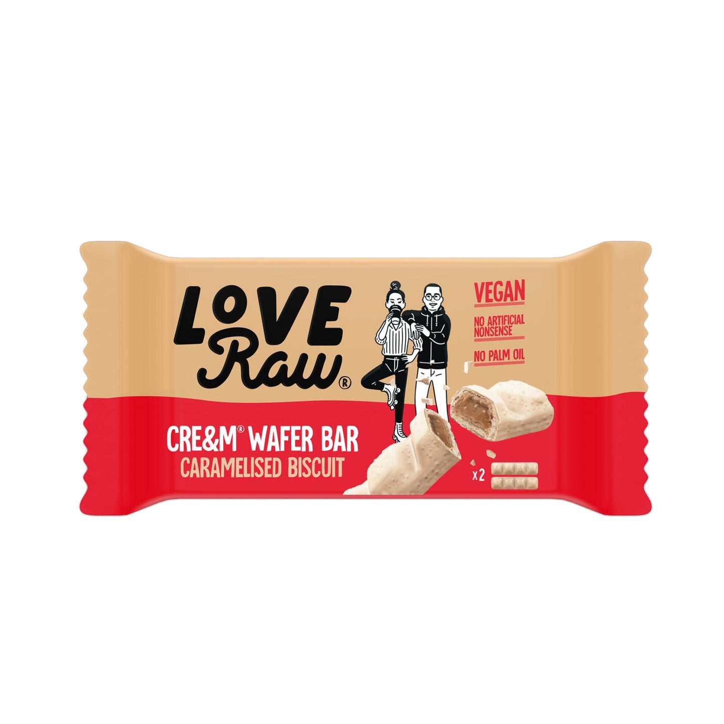LoveRaw Vegan Cream Filled Wafer Bar 12x43g M:lk Choc
