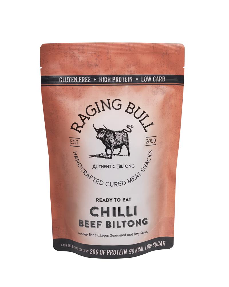 Raging Bull Snacks_Chilli Beef Biltong 28g-pack of 10