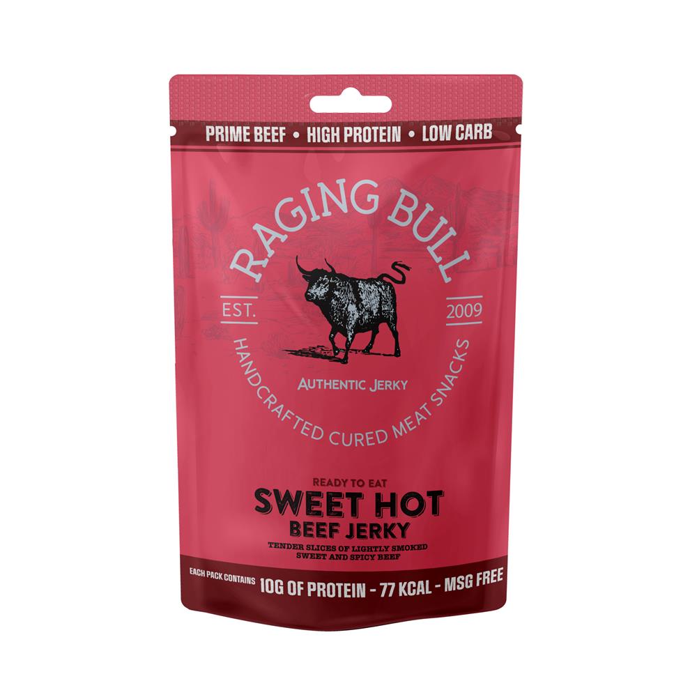 Raging Bull Snacks_Sweet Hot Beef Jerky 28g-pack of 10