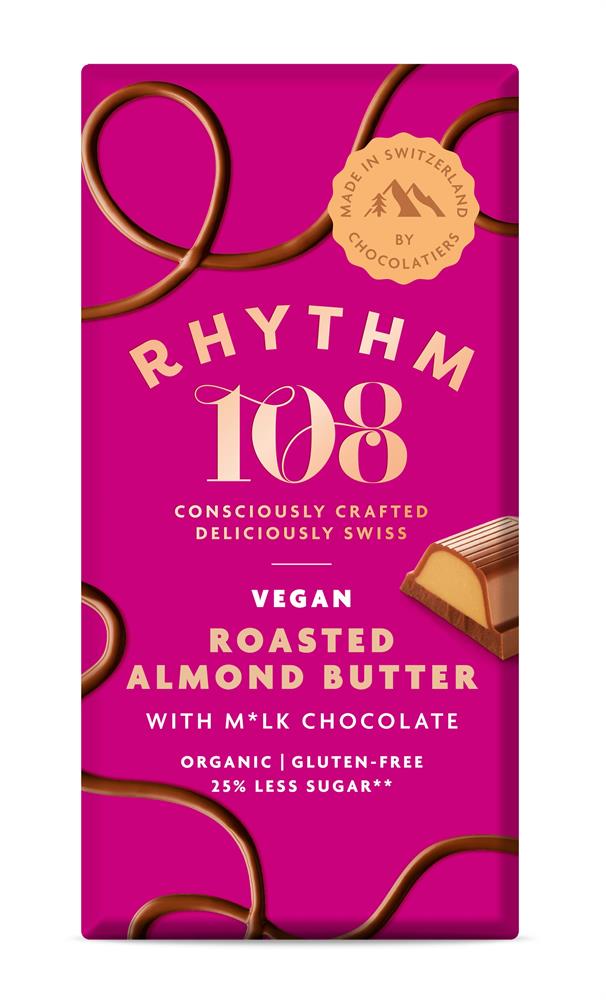 Rhythm 108_Choc Tablet - Roasted Almond Butter 100g-pack of 9