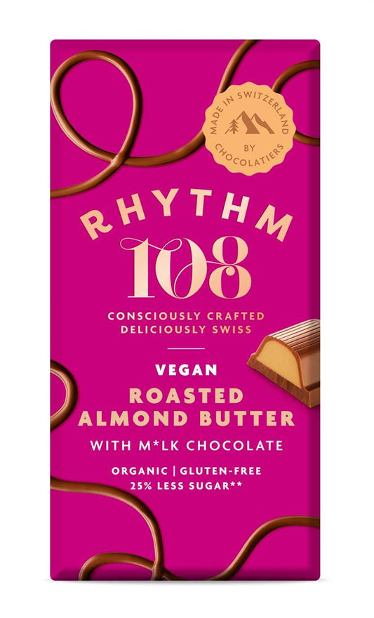 Rhythm 108_Choc Tablet - Roasted Almond Butter 100g-pack of 9