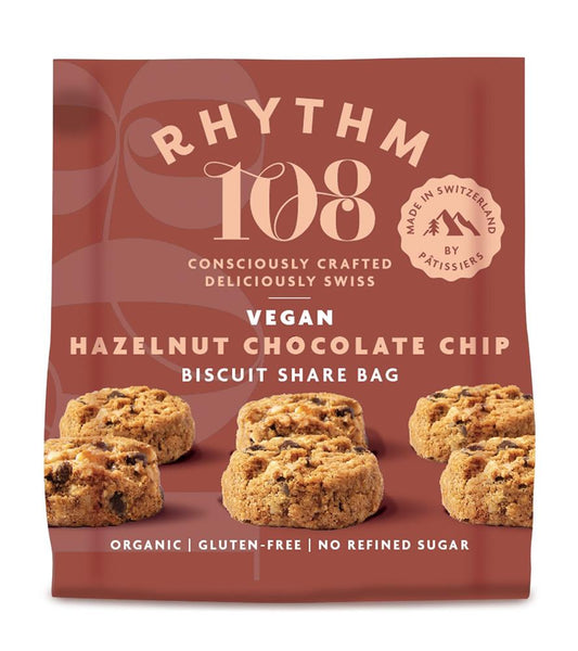 Rhythm 108_Swiss Vegan Hazelnut Chocolate Chip Share Bag 135g