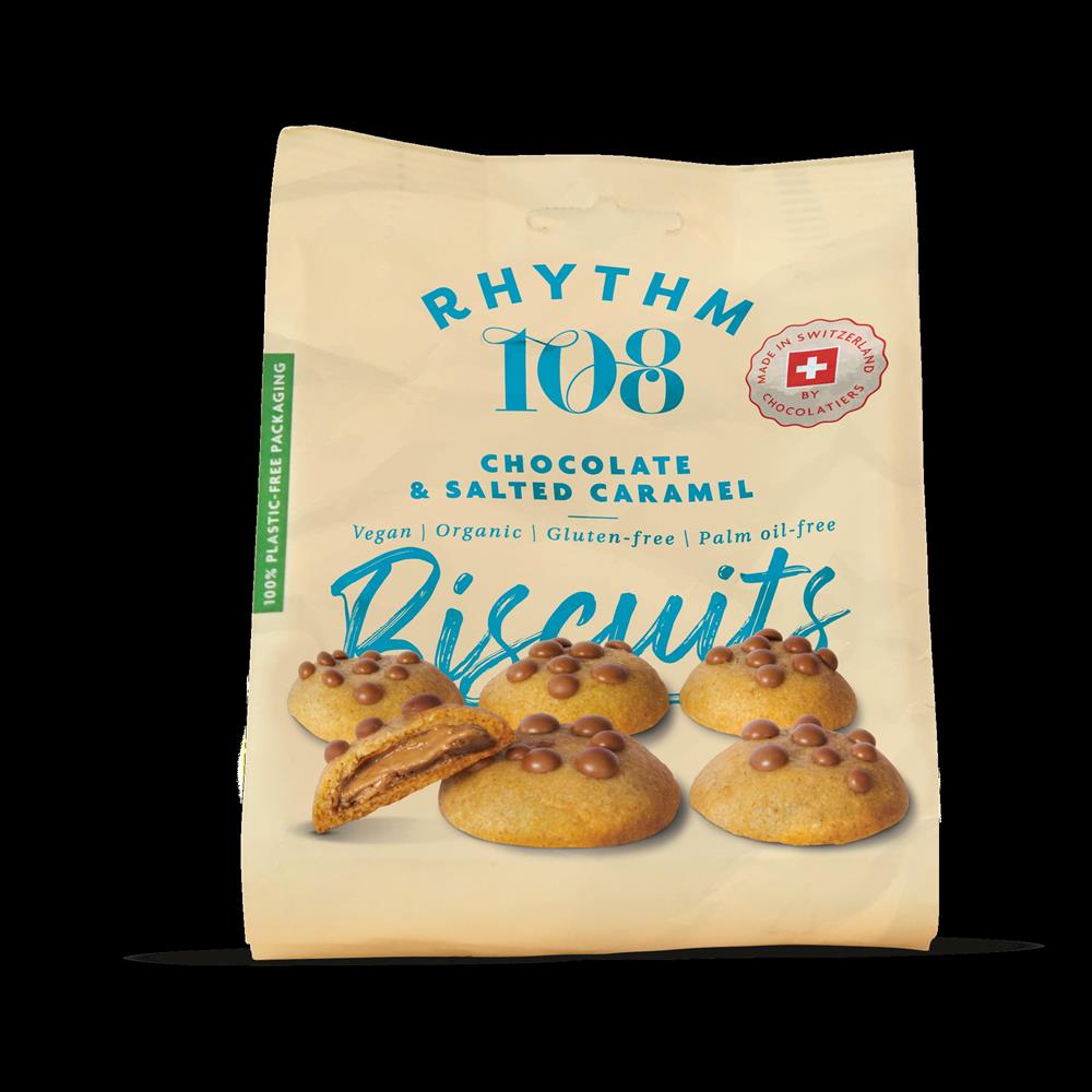 Rhythm 108_Swiss Vegan Chocolate & Salted Caramel Biscuit Share Bag 135g