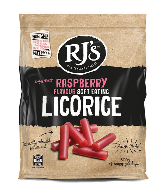 RJ Licorice_Natural Soft Eating Raspberry Licorice 300g