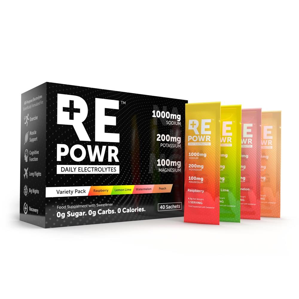 REPOWR Daily Electrolytes_Variety 40 Sachets Mix 2 | Clean Electrolytes For Healthy People