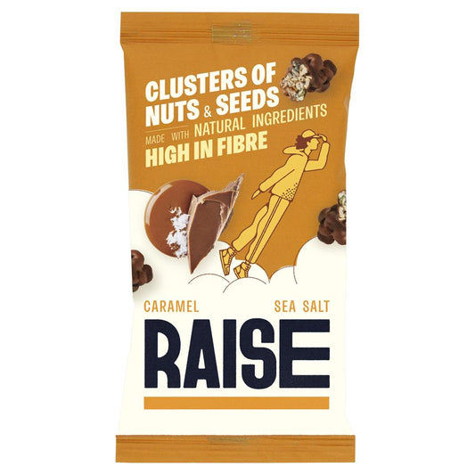 RAISE Snacks_Caramel Sea Salt Chocolate Clusters of Nuts and Seeds 35g-Pack of 12