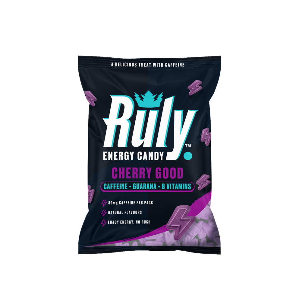 Ruly_Cherry Energy Gummies 80mg Natural Caffeine Guarana B Vits. 42g-pack of 3
