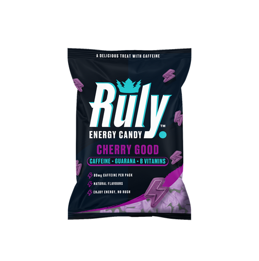Ruly_Cherry Energy Gummies 80mg Natural Caffeine Guarana B Vits. 42g-pack of 3