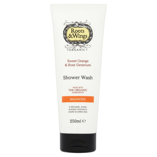 Roots and Wings_Organic Sweet Orange & Rose Geranium Shower Wash 250ml