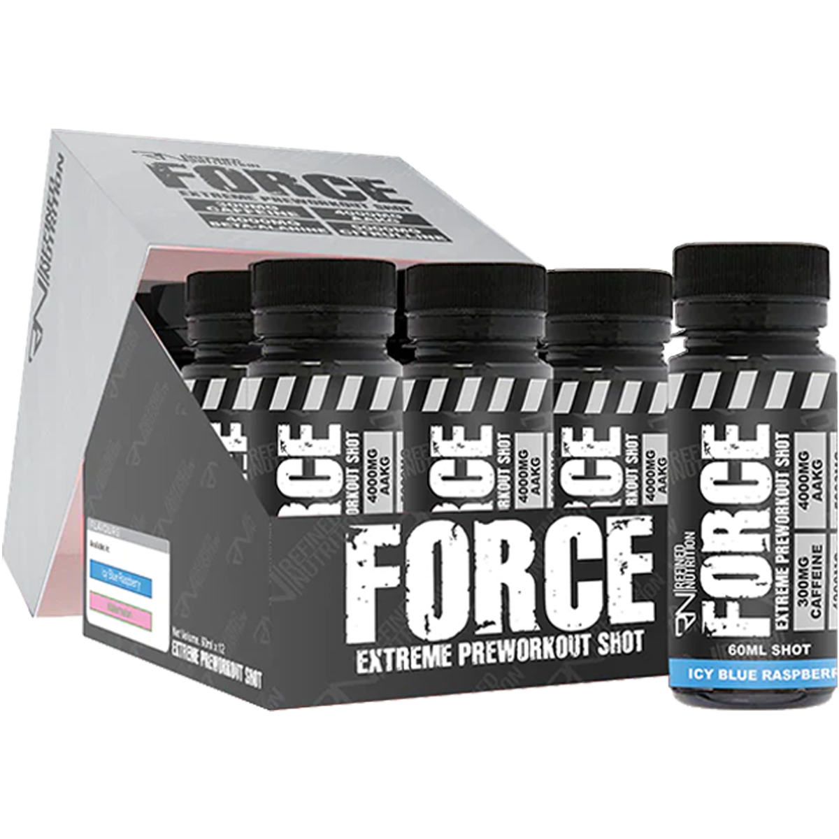 Refined Nutrition FORCE Pre-Workout Shots 12x60ml Icy Blue Raspberry