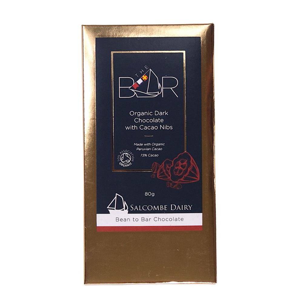Salcombe Dairy_Dark with Nibs Organic Chocolate Bar 80g