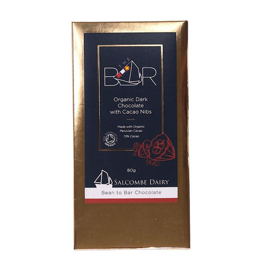 Salcombe Dairy_Dark with Nibs Organic Chocolate Bar 80g