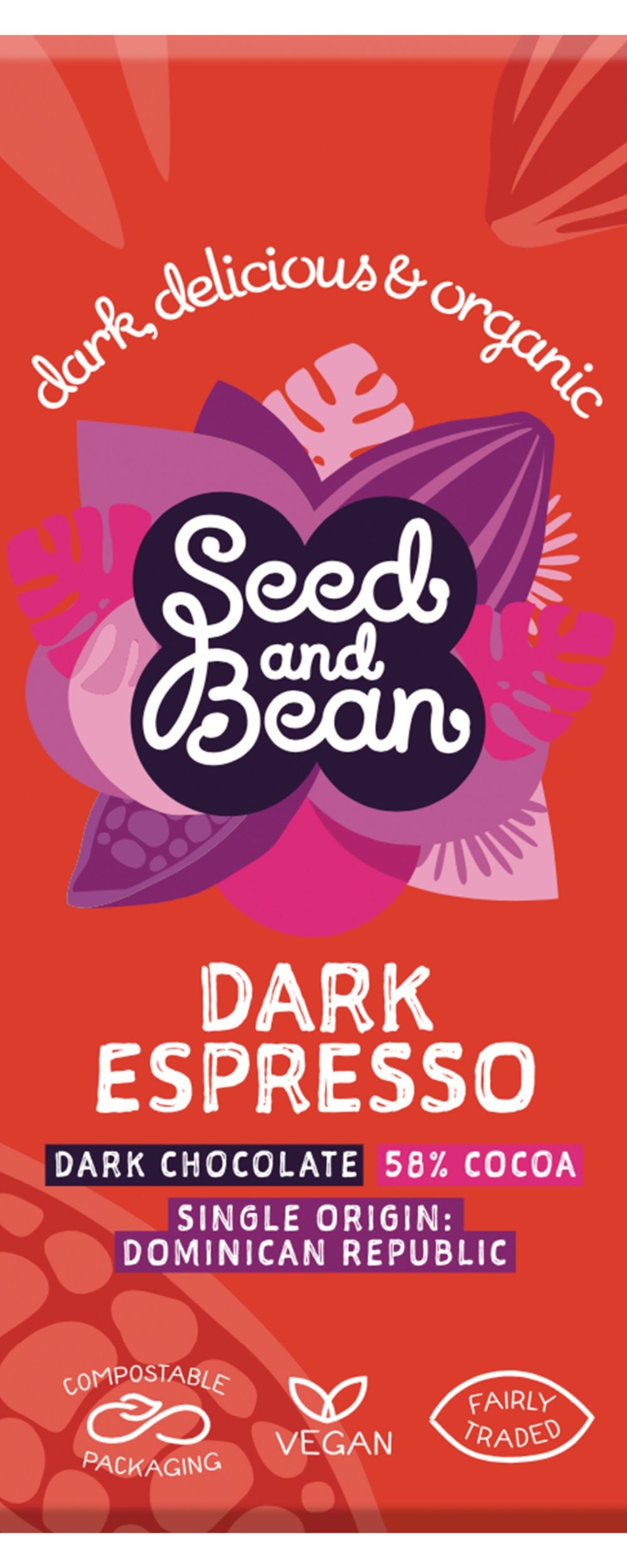 Seed & Bean_Organic Fine Dark Chocolate Espresso Bar 75g-Pack of 5