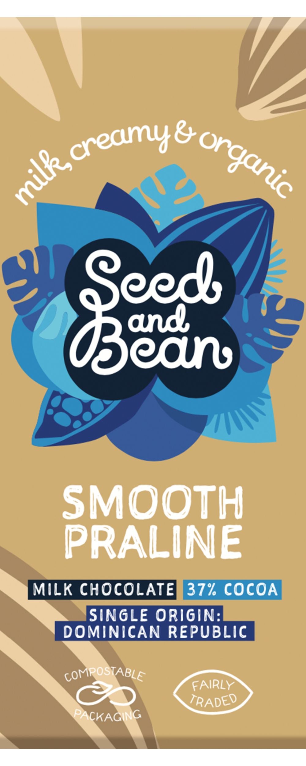Seed & Bean_Smooth Praline Rich Milk 37% Sicilian Hazelnut & Almonds Choc Bar-pack of 5