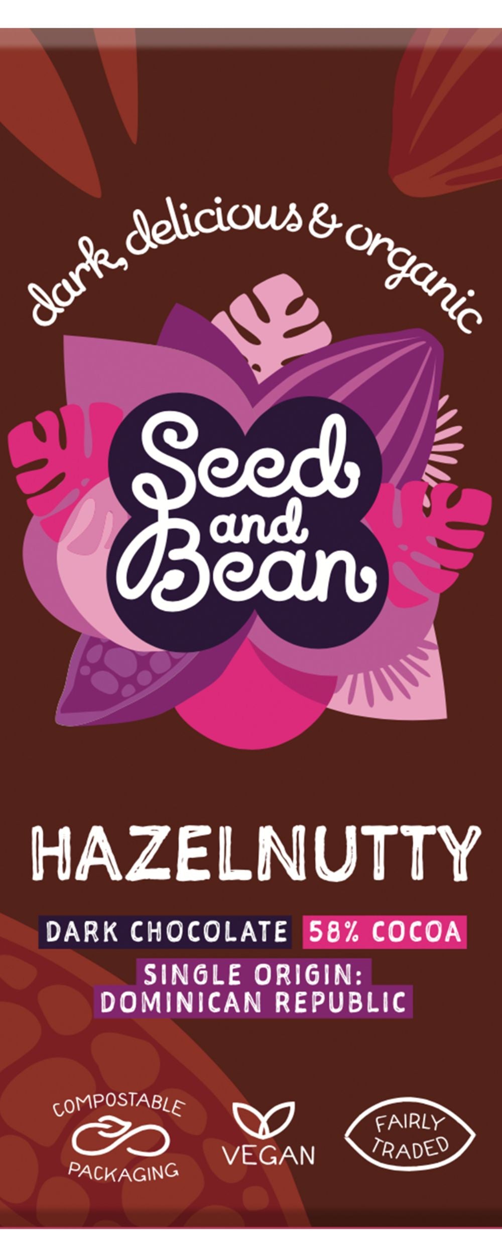 Seed & Bean_Hazelnutty Dark Chocolate 58% Cocoa with Hazelnut 75g-pack of 5