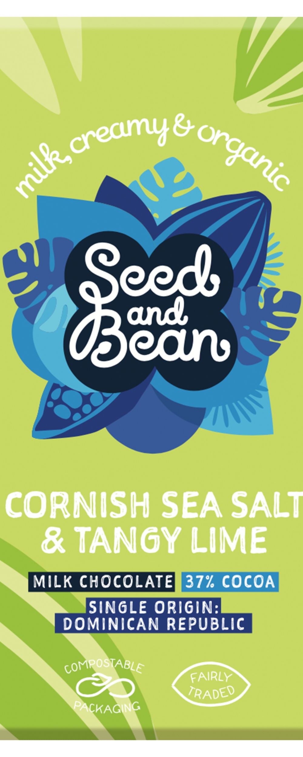 Seed & Bean_Milk Choc Cornish Sea Salt and Tangy Lime 75g-pack of 5