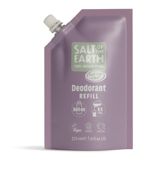 Salt Of the Earth_SOTE Clary Sage & Mint Roll on Refill Pouch 225ml