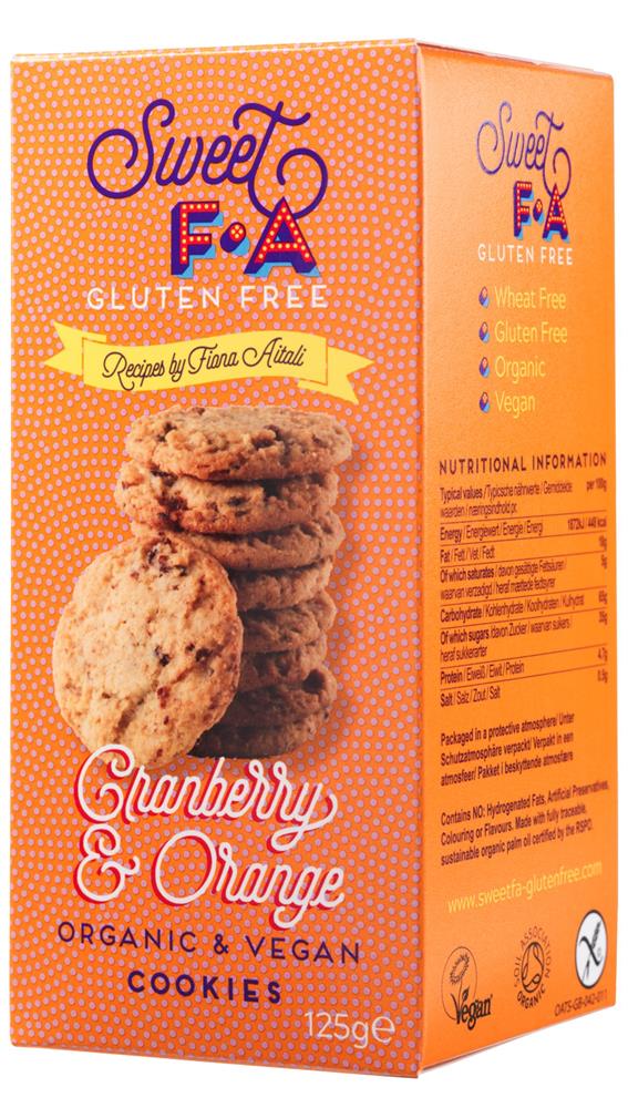 Sweet FA_Organic Gluten-Free and Vegan Cranberry & Orange Cookies 125g-pack of 2