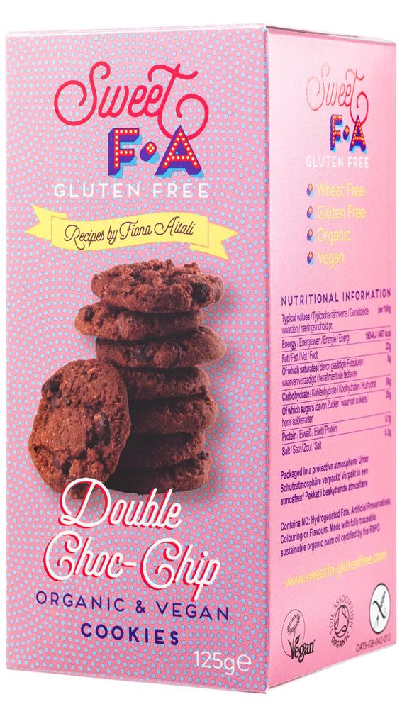 Sweet FA_Organic Gluten-free and Vegan Double Chocolate Chip Cookies 125g-pack of 2