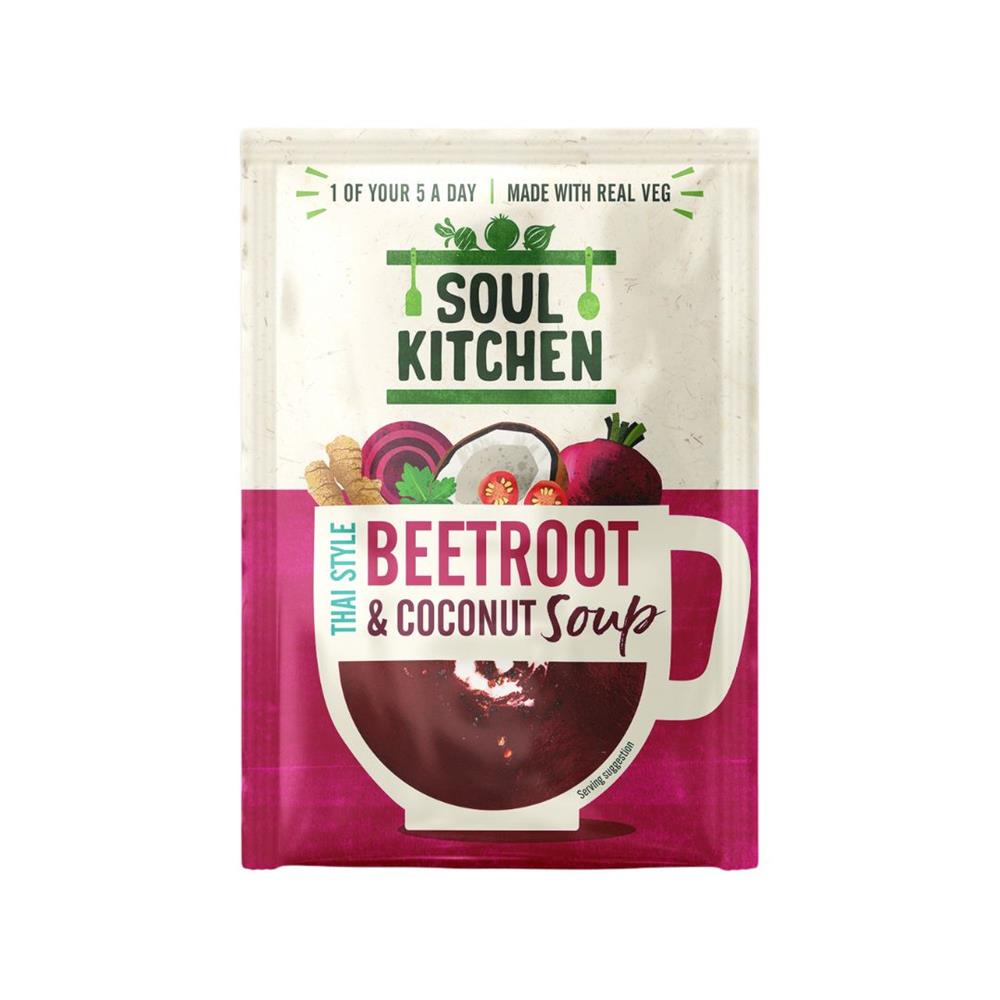 Soul Kitchen Thai Beetroot & Coconut Instant Soup vegan gf 25g-pack of 4