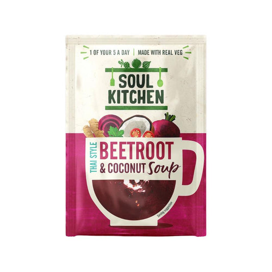 Soul Kitchen Thai Beetroot & Coconut Instant Soup vegan gf 25g-pack of 4